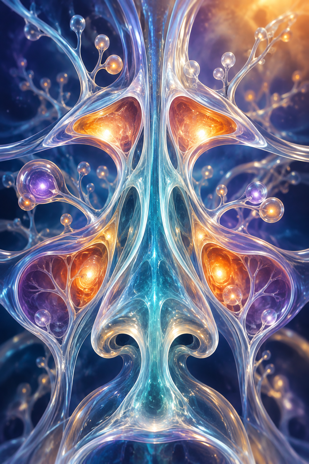 Abstract translucent branching chambers inspired by air passages